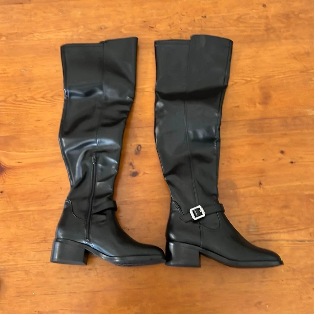 New‎ Dolce Vita Elyse Over The Knee Boots Womens 8 Black Block Heel OTK Shoes
